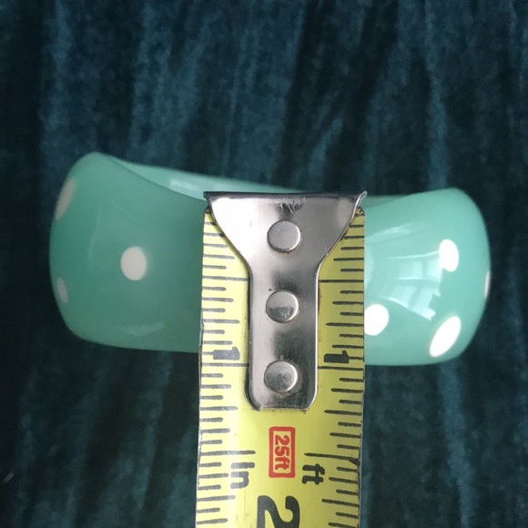 Vintage Chunky Bangle Bracelet Polka Dots green teal white - Picture 9 of 10